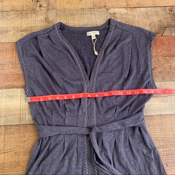 Max studio womens short sleeve v-neck blouse with tie belt - L - Picture 7 of 8